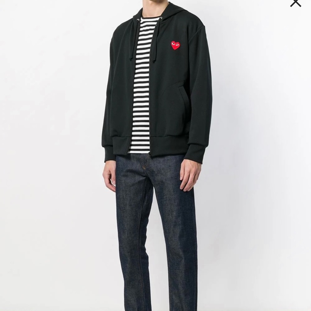 CDG Comme des Garcons PLAY Hoodie Signature Logo Zip-Front Hoodie